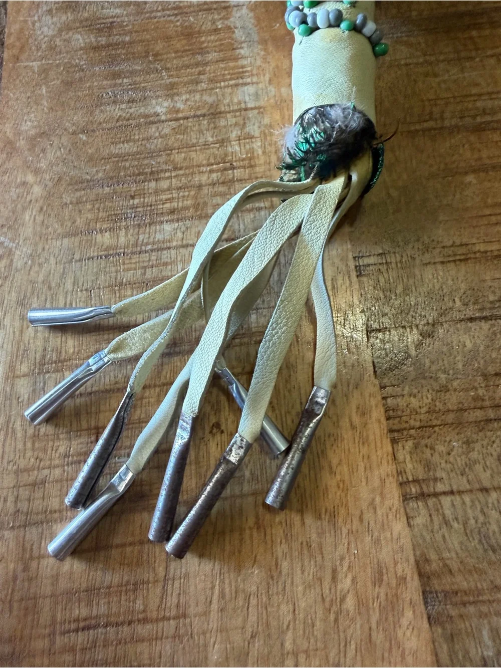 Handmade Beaded Shaman Smudge Feather